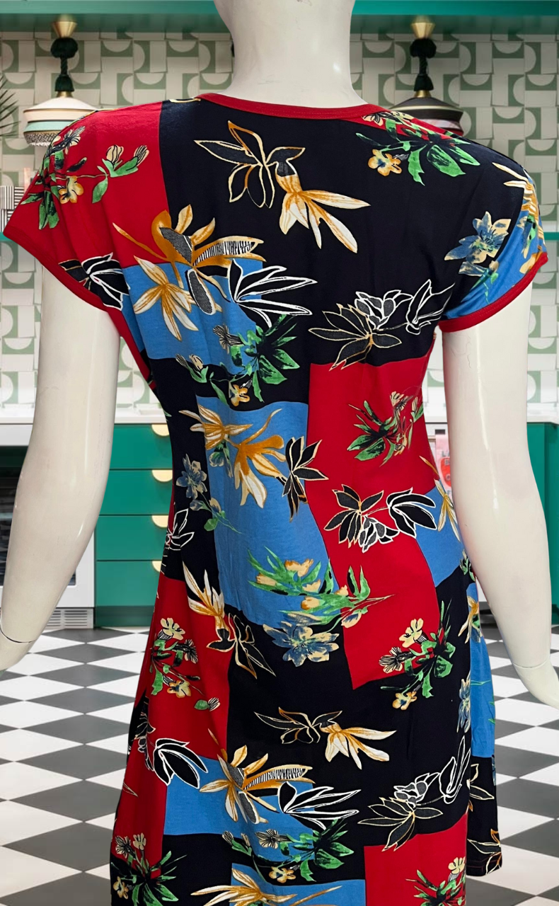 Red/Blue Short Nighty | Knee Length Nighty | Laces and Frills - Laces and Frills