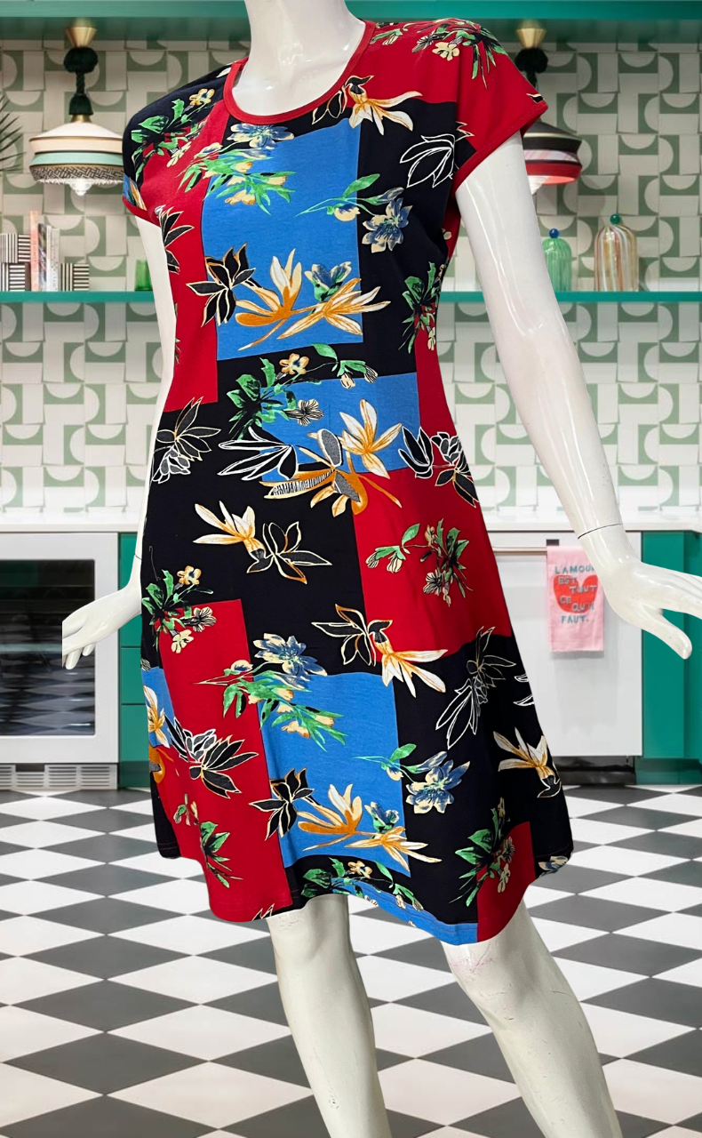 Red/Blue Short Nighty | Knee Length Nighty | Laces and Frills - Laces and Frills