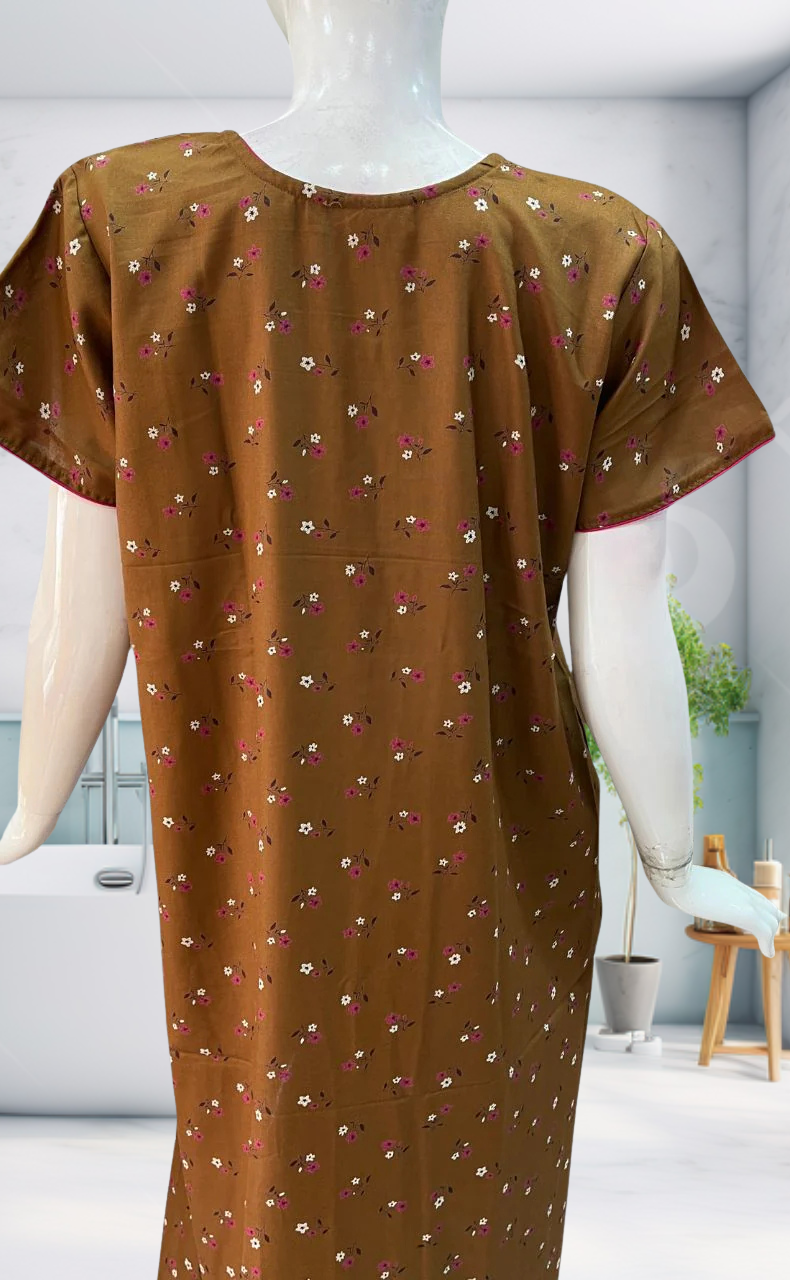 Yellow Tiny Floral Spun Nighty. Flowy Spun Fabric | Laces and Frills - Laces and Frills