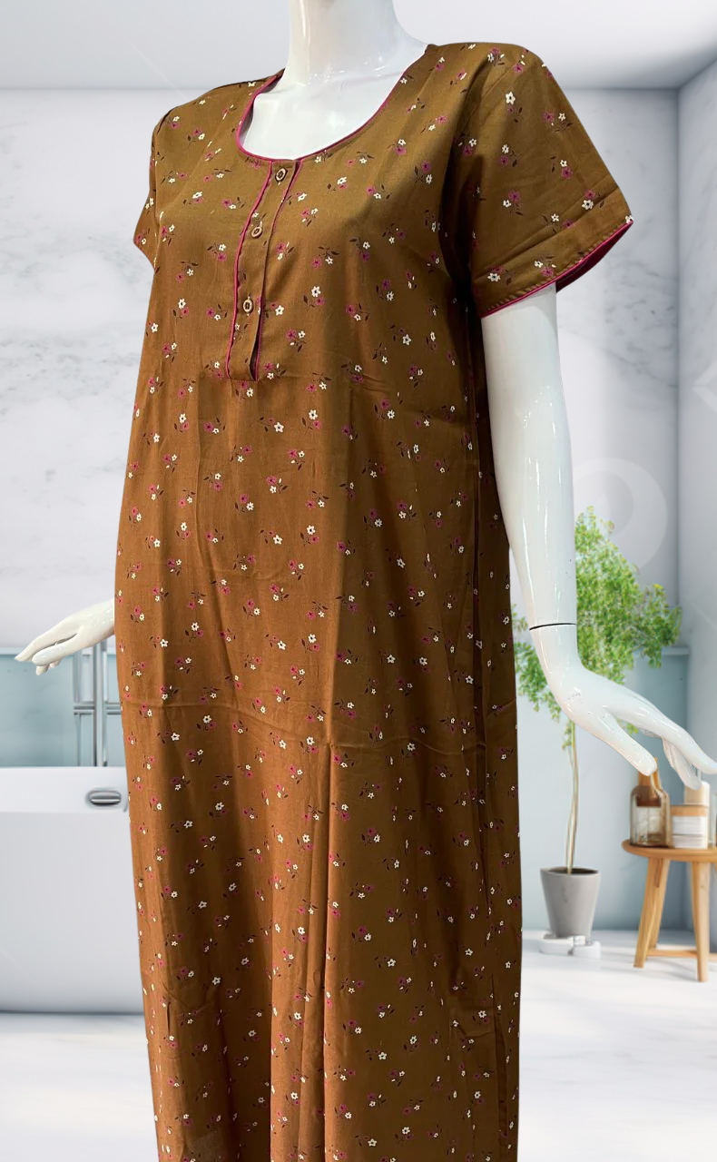 Yellow Tiny Floral Spun Nighty. Flowy Spun Fabric | Laces and Frills - Laces and Frills