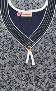 Navy Blue Garden Spun Nighty. Flowy Spun Fabric | Laces and Frills - Laces and Frills