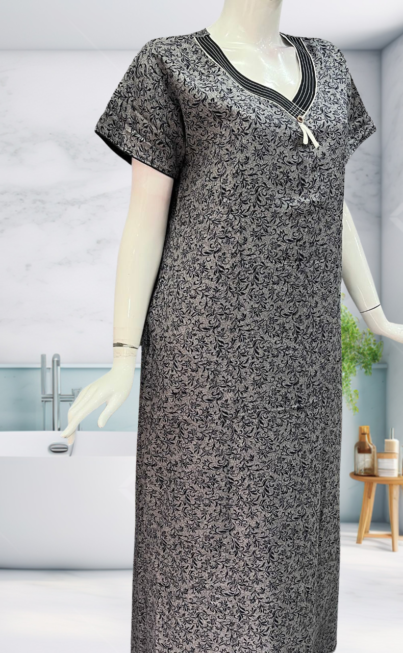 Navy Blue Garden Spun Nighty. Flowy Spun Fabric | Laces and Frills - Laces and Frills