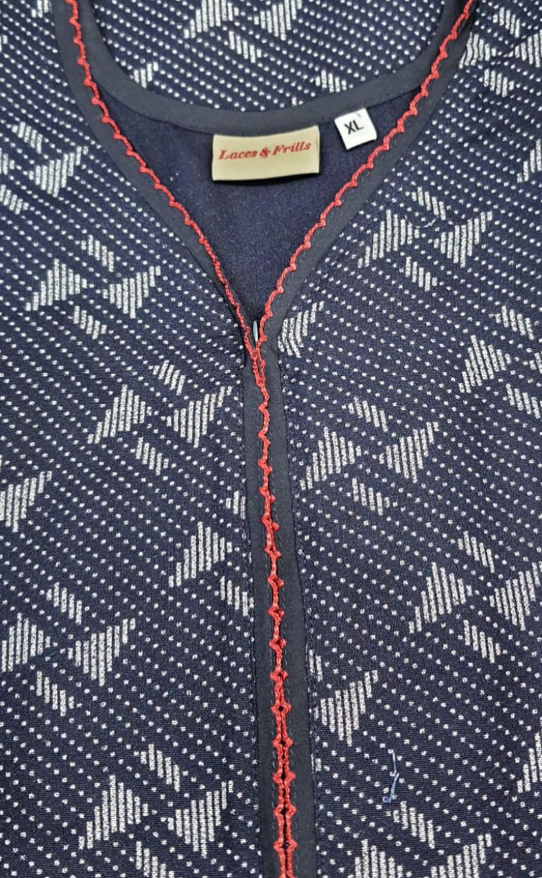 Navy Blue Abstract Spun Nighty. Flowy Spun Fabric | Laces and Frills - Laces and Frills