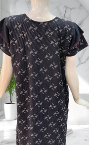 Navy Blue Abstract Spun Nighty. Flowy Spun Fabric | Laces and Frills - Laces and Frills