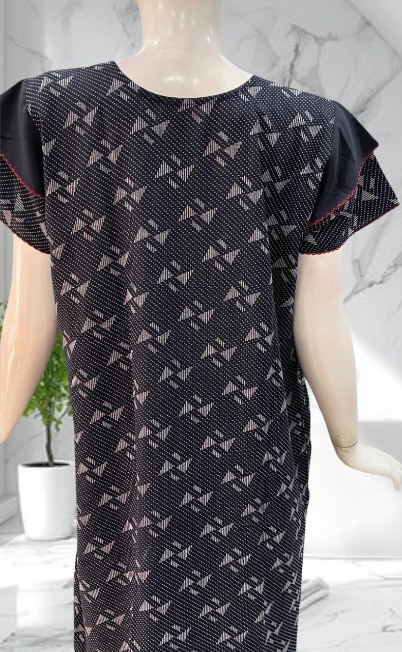 Navy Blue Abstract Spun Nighty. Flowy Spun Fabric | Laces and Frills - Laces and Frills