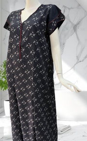 Navy Blue Abstract Spun Nighty. Flowy Spun Fabric | Laces and Frills - Laces and Frills