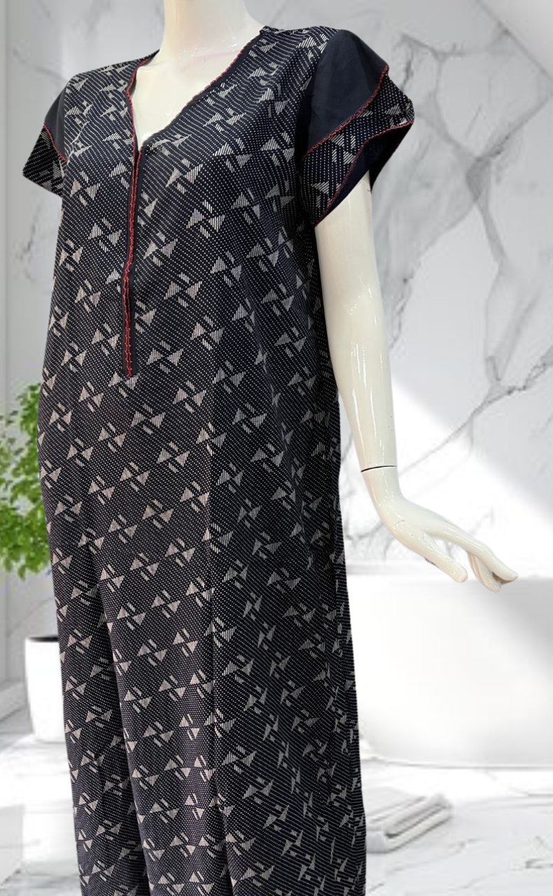 Navy Blue Abstract Spun Nighty. Flowy Spun Fabric | Laces and Frills - Laces and Frills