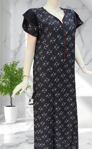 Navy Blue Abstract Spun Nighty. Flowy Spun Fabric | Laces and Frills - Laces and Frills