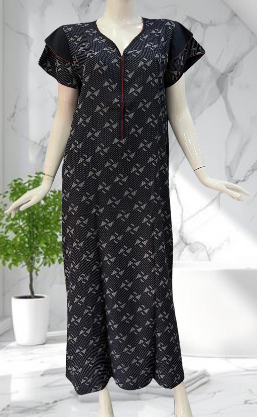 Navy Blue Abstract Spun Nighty. Flowy Spun Fabric | Laces and Frills - Laces and Frills