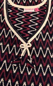 Black Zigzag Pure Cotton Sleeveless Free Size Nighty . Pure Durable Cotton | Laces and Frills - Laces and Frills