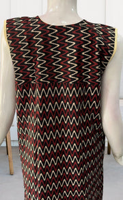 Black Zigzag Pure Cotton Sleeveless Free Size Nighty . Pure Durable Cotton | Laces and Frills - Laces and Frills