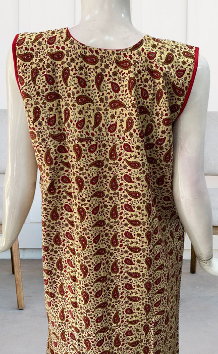 Red Garden Pure Cotton Sleeveless  XL Nighty. Pure Durable Cotton | Laces and Frills - Laces and Frills