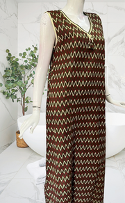 Green Abstract Sleeveless Pure Cotton Nighty. Pure Durable Cotton | Laces and Frills - Laces and Frills