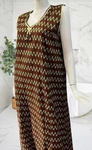 Green Abstract Sleeveless Pure Cotton Nighty. Pure Durable Cotton | Laces and Frills - Laces and Frills