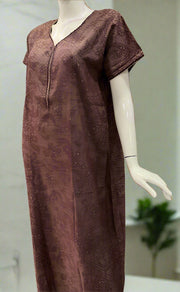 Peach Abstract Spun Nighty. Flowy Spun Fabric | Laces and Frills