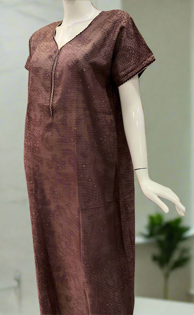 Peach Abstract Spun Nighty. Flowy Spun Fabric | Laces and Frills