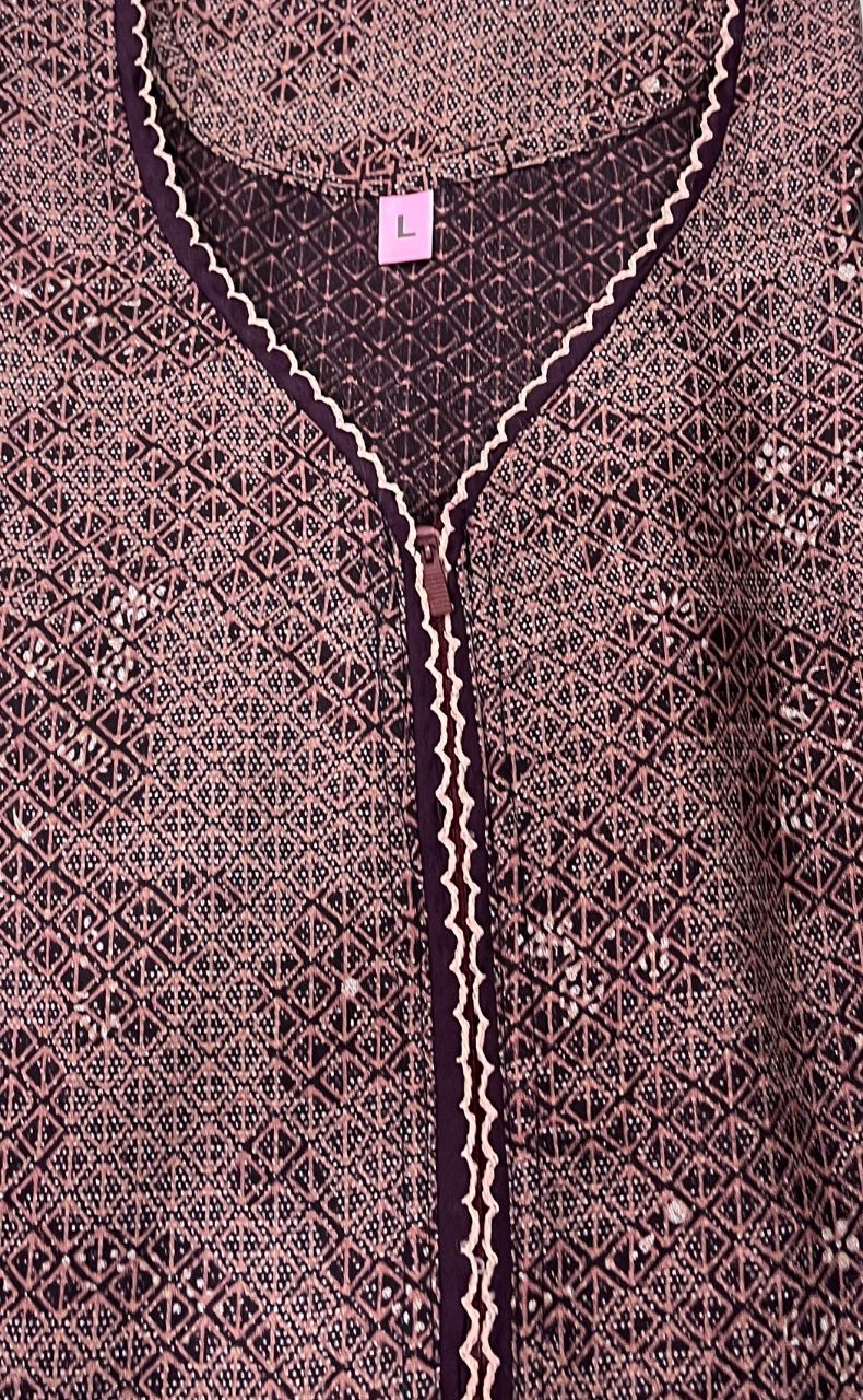 Peach Abstract Spun Nighty. Flowy Spun Fabric | Laces and Frills