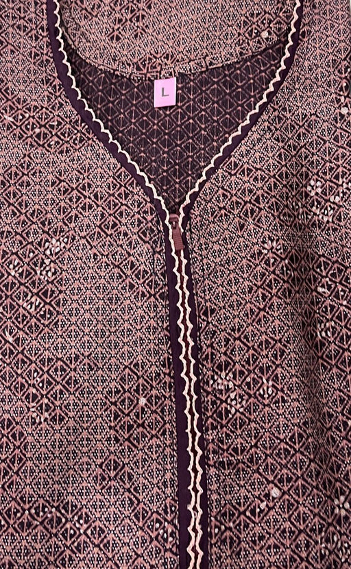 Peach Abstract Spun Nighty. Flowy Spun Fabric | Laces and Frills