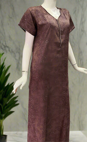 Peach Abstract Spun Nighty. Flowy Spun Fabric | Laces and Frills