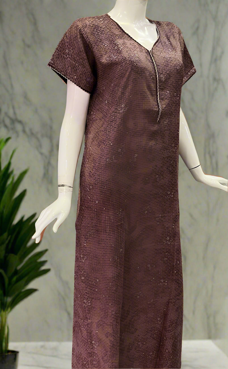 Peach Abstract Spun Nighty. Flowy Spun Fabric | Laces and Frills