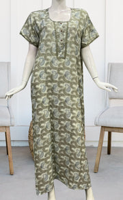 Grey/Blue Manga Motif Spun Nighty. Pure Durable Cotton | Laces and Frills - Laces and Frills