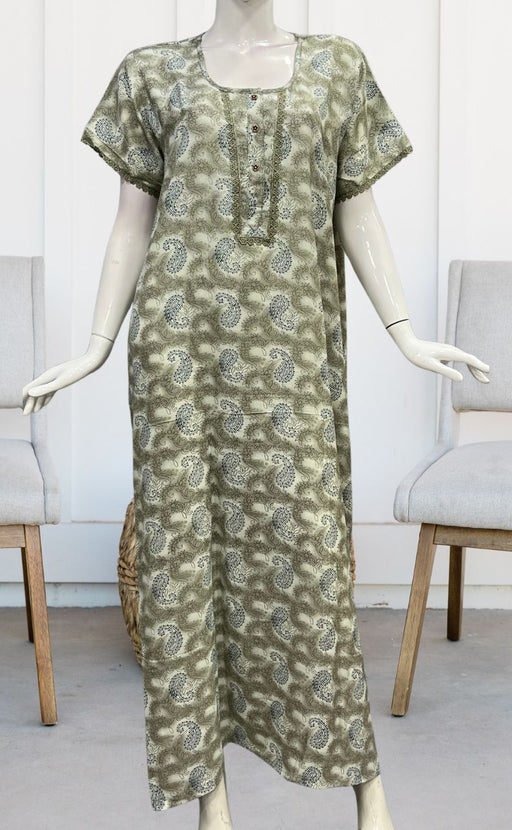 Grey/Blue Manga Motif Spun Nighty. Pure Durable Cotton | Laces and Frills - Laces and Frills