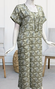 Grey/Blue Manga Motif Spun Nighty. Pure Durable Cotton | Laces and Frills - Laces and Frills