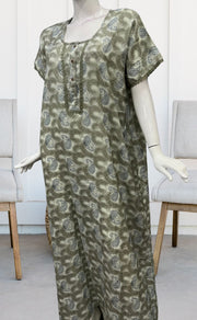 Grey/Blue Manga Motif Spun Nighty. Pure Durable Cotton | Laces and Frills - Laces and Frills