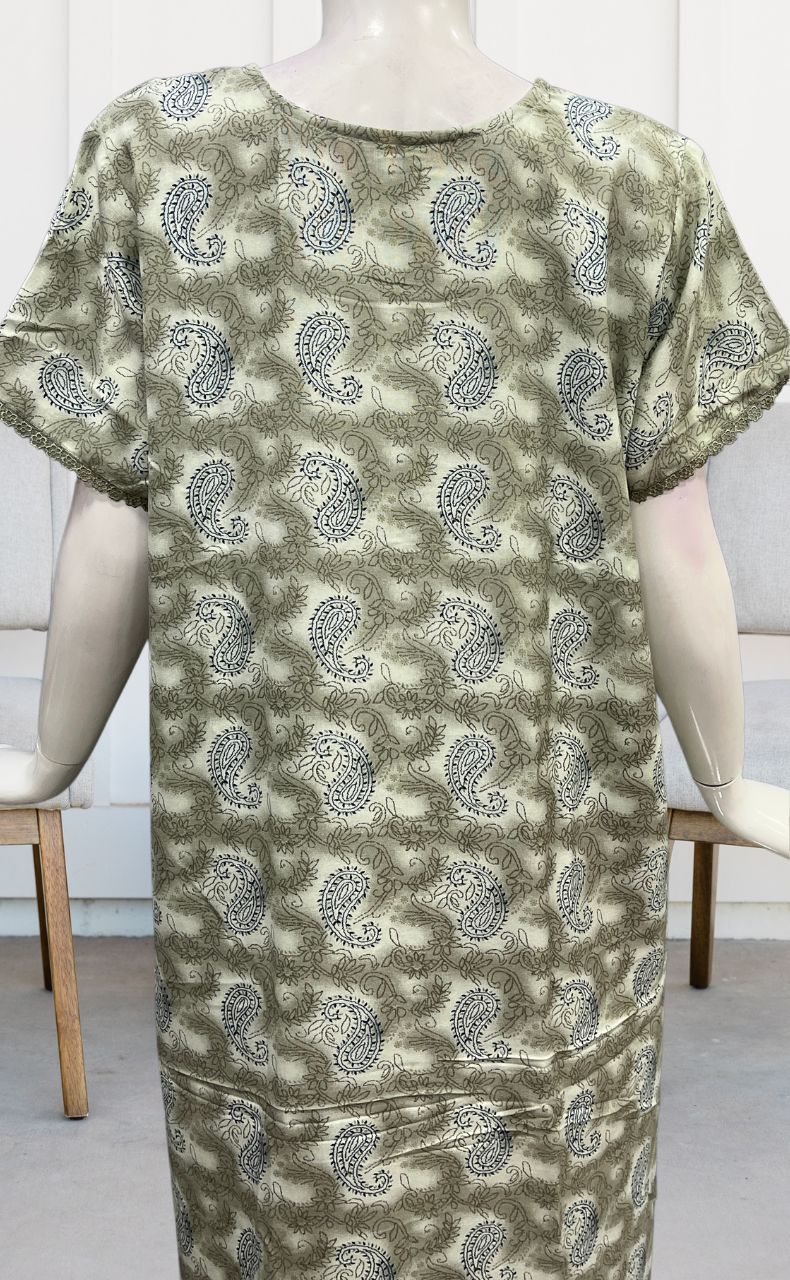 Grey/Blue Manga Motif Spun Nighty. Pure Durable Cotton | Laces and Frills - Laces and Frills