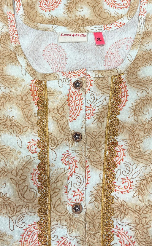 Peach/Orange Manga Motif Spun Nighty. Pure Durable Cotton | Laces and Frills - Laces and Frills