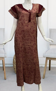 Maroon Abstract Spun Nighty. Pure Durable Cotton | Laces and Frills - Laces and Frills