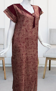 Maroon Abstract Spun Nighty. Pure Durable Cotton | Laces and Frills - Laces and Frills