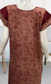 Maroon Abstract Spun Nighty. Pure Durable Cotton | Laces and Frills - Laces and Frills