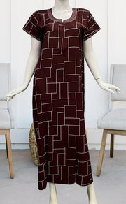 Maroon Abstract Spun Nighty. Pure Durable Cotton | Laces and Frills - Laces and Frills