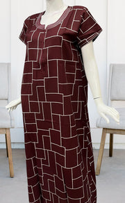 Maroon Abstract Spun Nighty. Pure Durable Cotton | Laces and Frills - Laces and Frills