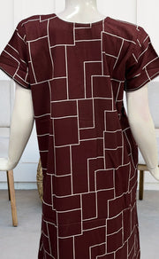 Maroon Abstract Spun Nighty. Pure Durable Cotton | Laces and Frills - Laces and Frills