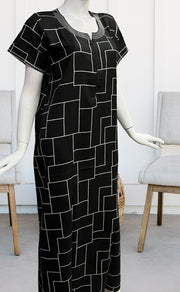 Black Abstract Spun Nighty. Pure Durable Cotton | Laces and Frills - Laces and Frills