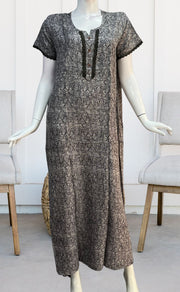 Black Abstract Spun Nighty. Pure Durable Cotton | Laces and Frills - Laces and Frills