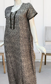 Black Abstract Spun Nighty. Pure Durable Cotton | Laces and Frills - Laces and Frills