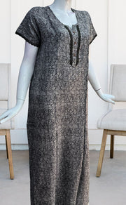 Black Abstract Spun Nighty. Pure Durable Cotton | Laces and Frills - Laces and Frills