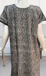 Black Abstract Spun Nighty. Pure Durable Cotton | Laces and Frills - Laces and Frills