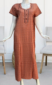 Peach Stripes Spun Nighty. Pure Durable Cotton | Laces and Frills - Laces and Frills