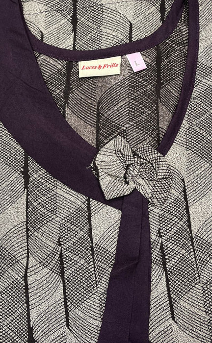 Grey/Violet Abstract Spun Nighty. Pure Durable Cotton | Laces and Frills - Laces and Frills