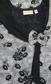 Grey/Black Leafy Spun Nighty. Pure Durable Cotton | Laces and Frills - Laces and Frills