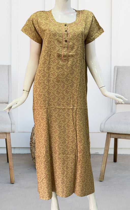 Yellow Garden Spun Nighty. Pure Durable Cotton | Laces and Frills - Laces and Frills