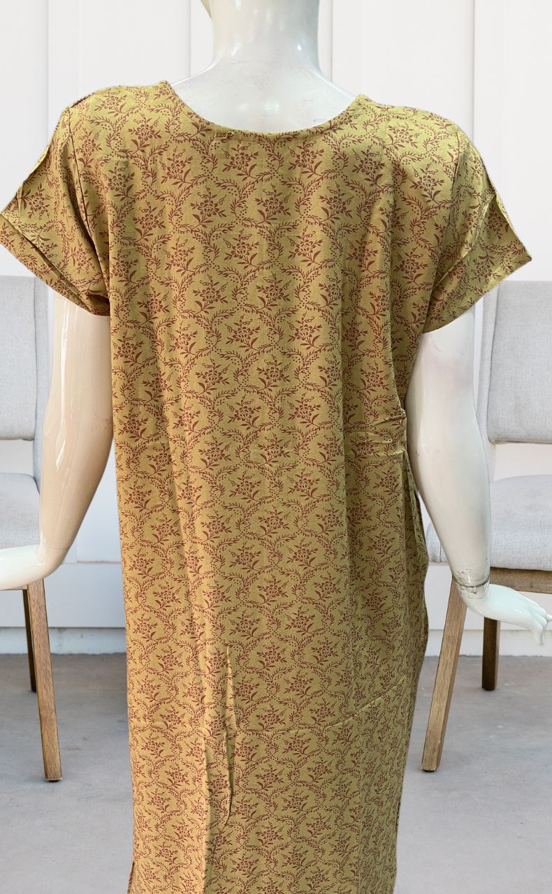 Yellow Garden Spun Nighty. Pure Durable Cotton | Laces and Frills - Laces and Frills