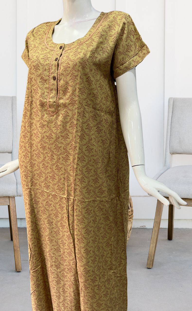 Yellow Garden Spun Nighty. Pure Durable Cotton | Laces and Frills - Laces and Frills