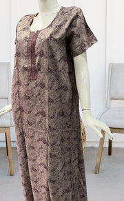 Violet Leafy Spun Nighty. Pure Durable Cotton | Laces and Frills - Laces and Frills