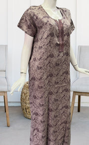 Violet Leafy Spun Nighty. Pure Durable Cotton | Laces and Frills - Laces and Frills