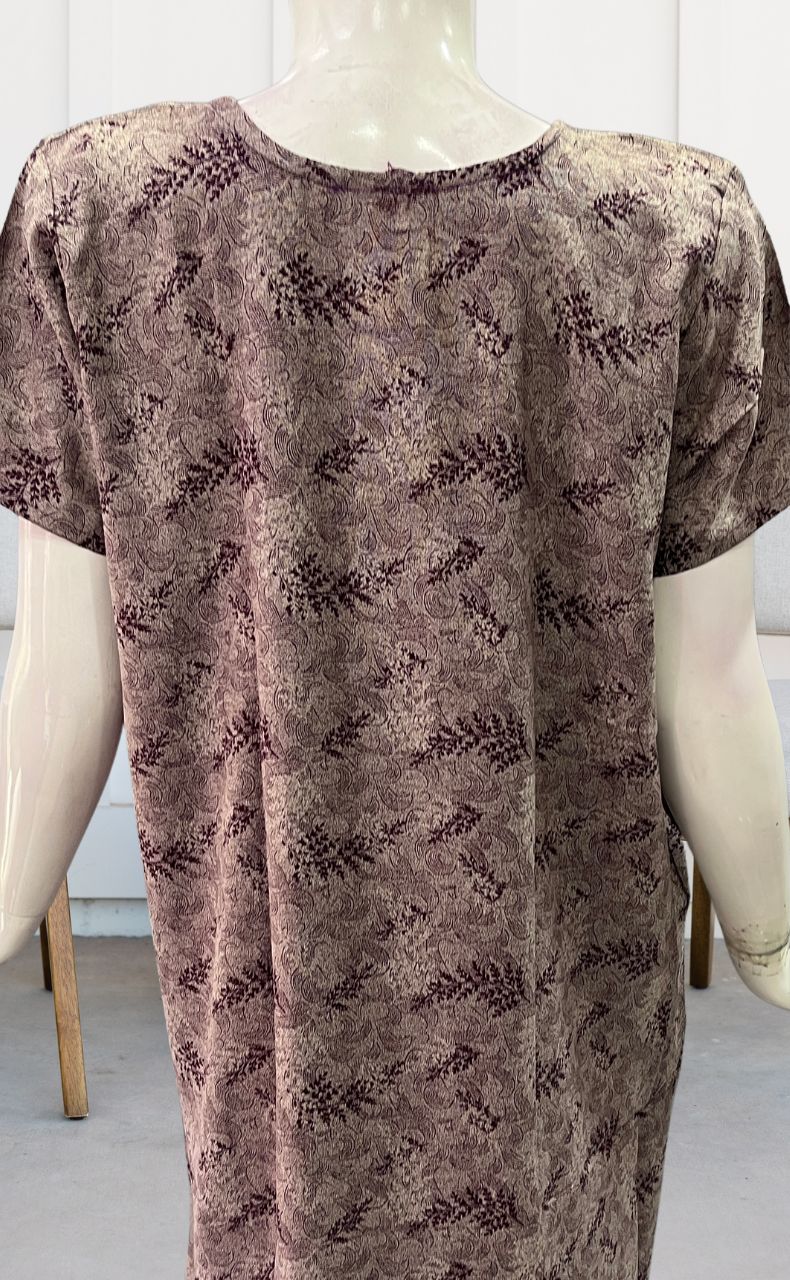 Violet Leafy Spun Nighty. Pure Durable Cotton | Laces and Frills - Laces and Frills